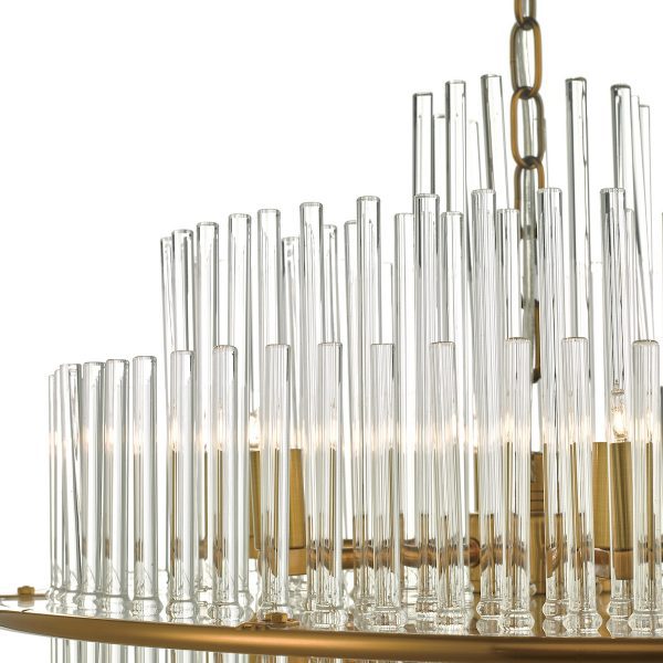 Lukas 13 Light Pendant Brushed Antique Gold And Clear Glass - Image 4