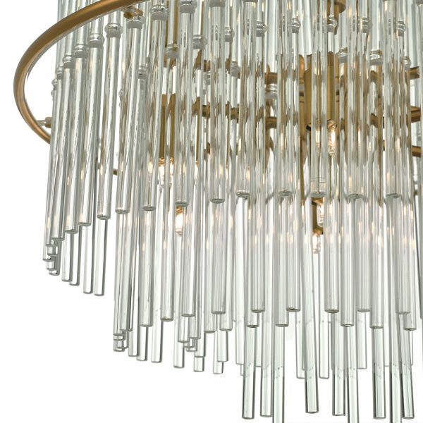 Lukas 13 Light Pendant Brushed Antique Gold And Clear Glass - Image 5