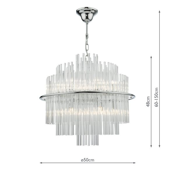 Lukas 13 Light Pendant Polished Chrome Glass - Image 8