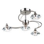 Luther 4 Light Semi Flush Satin Chrome Crystal