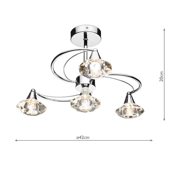 Luther 4 Light Semi Flush Polished Chrome Crystal - Image 5