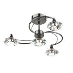 Luther 4 Light Semi Flush Black Chrome Crystal