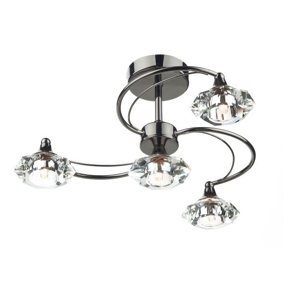 Luther 4 Light Semi Flush Black Chrome Crystal