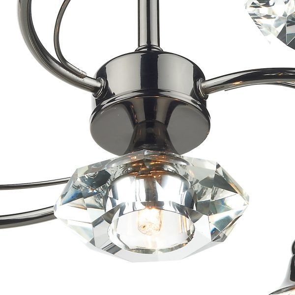 Luther 4 Light Semi Flush Black Chrome Crystal - Image 2