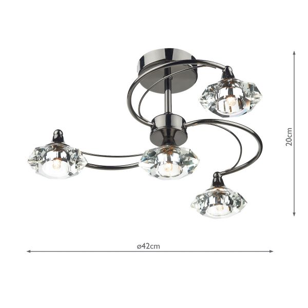 Luther 4 Light Semi Flush Black Chrome Crystal - Image 5