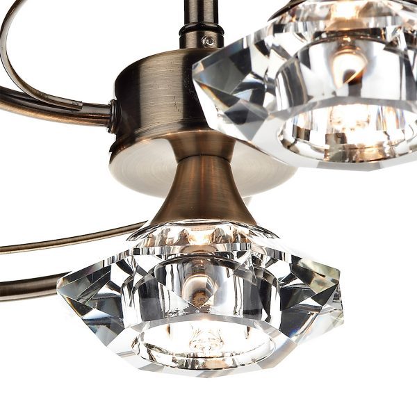 Luther 4 Light Semi Flush Antique Brass Crystal - Image 2