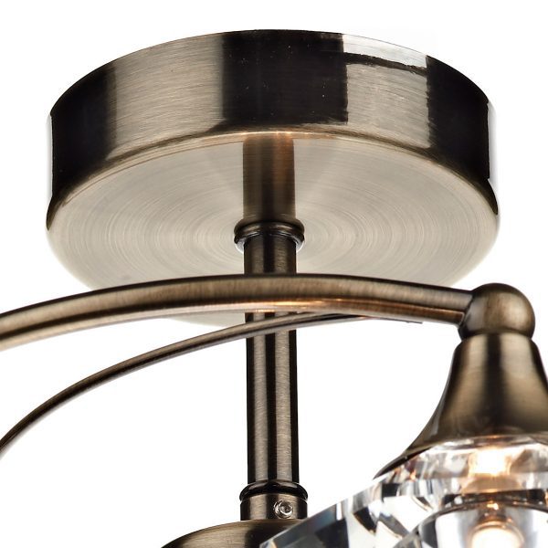 Luther 4 Light Semi Flush Antique Brass Crystal - Image 3