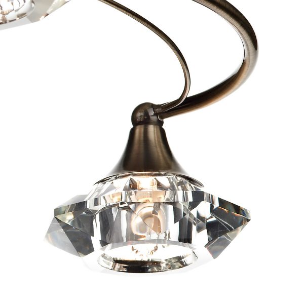 Luther 4 Light Semi Flush Antique Brass Crystal - Image 4