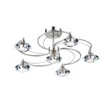 Luther 6 Light Semi Flush Satin Chrome Crystal