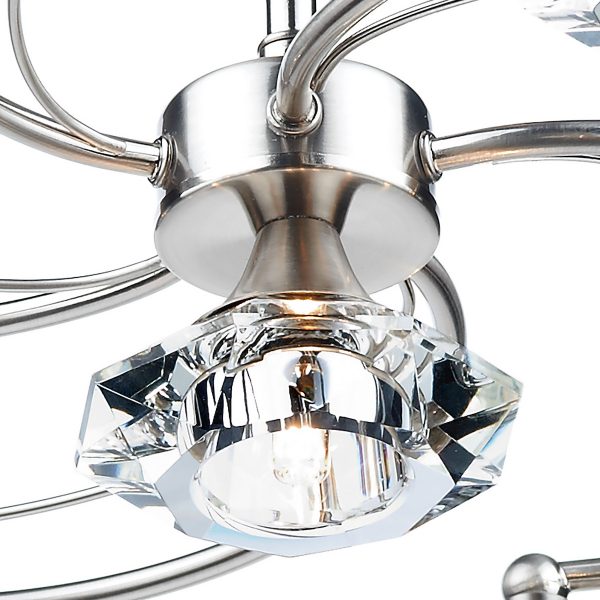 Luther 6 Light Semi Flush Satin Chrome Crystal - Image 3