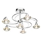 Luther 6 Light Semi Flush Polished Chrome Crystal