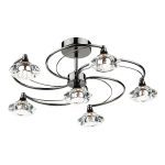 Luther 6 Light Semi Flush Black Chrome Crystal