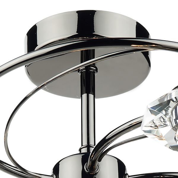 Luther 6 Light Semi Flush Black Chrome Crystal - Image 2