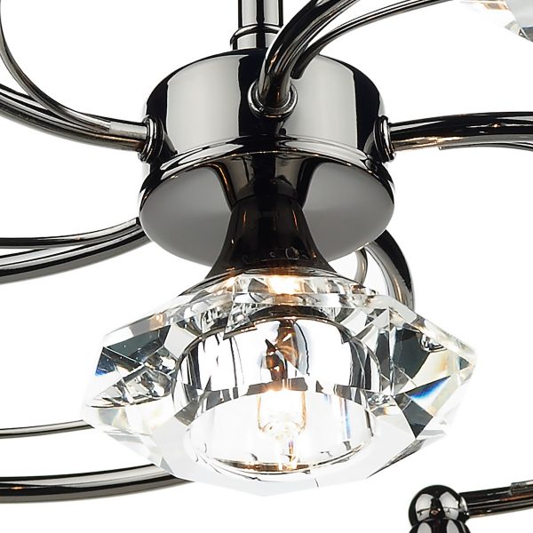 Luther 6 Light Semi Flush Black Chrome Crystal - Image 3