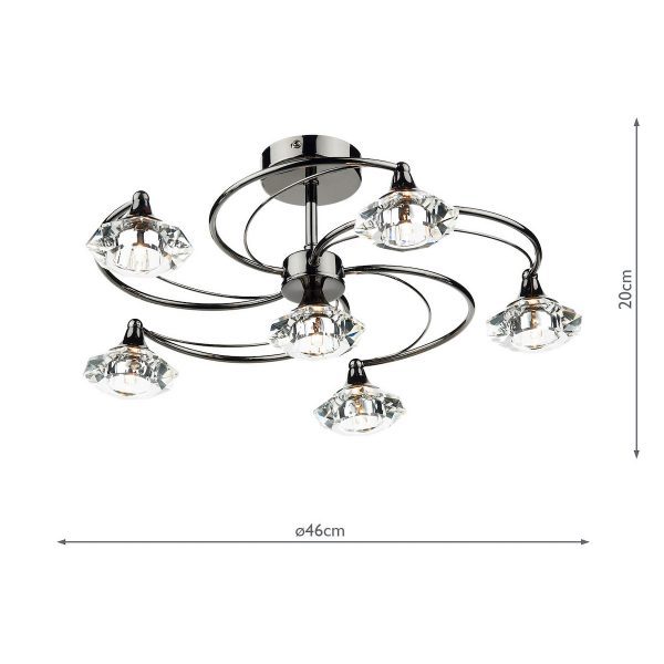 Luther 6 Light Semi Flush Black Chrome Crystal - Image 5