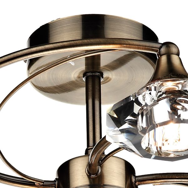 Luther 6 Light Semi Flush Antique Brass Crystal - Image 2