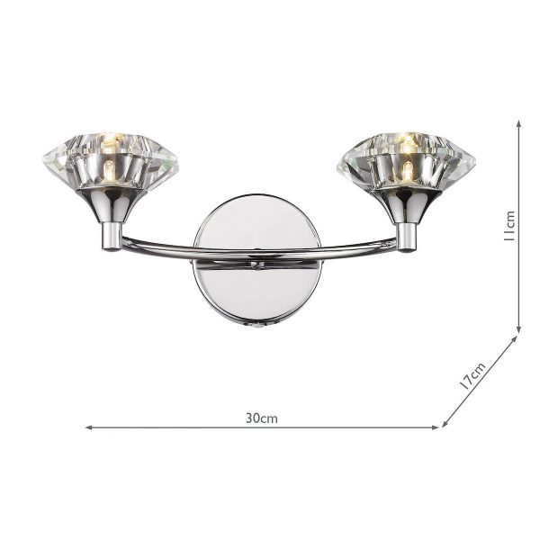 Luther 2 Light Wall Light Polished Chrome Crystal - Image 4
