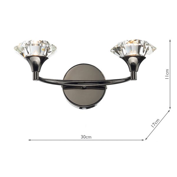 Luther 2 Light Wall Light Black Chrome Crystal - Image 4