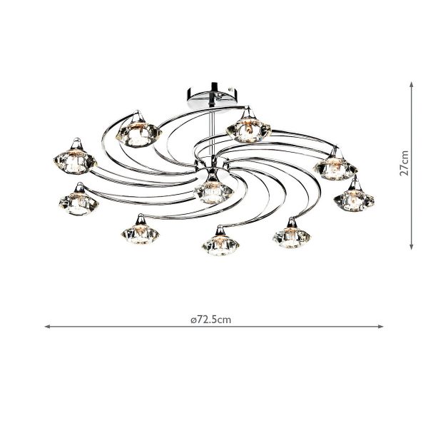 Luther 10 Light Semi Flush Polished Chrome Crystal - Image 5