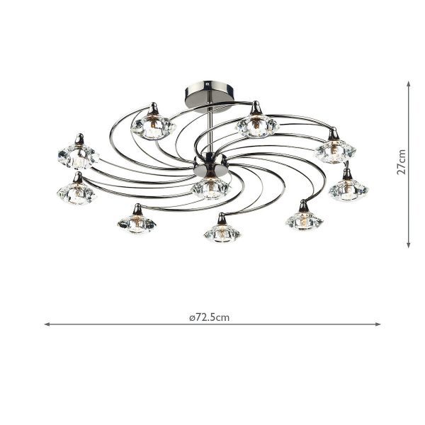 Luther 10 Light Semi Flush Black Chrome Crystal - Image 5
