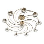 Luther 10 Light Semi Flush Antique Brass Crystal