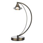 Luther Table Lamp Antique Brass Crystal