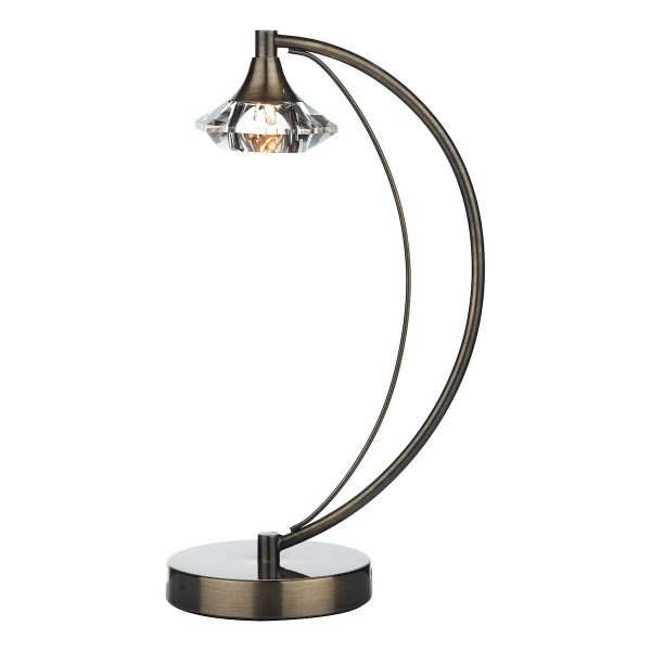 Luther Table Lamp Antique Brass Crystal