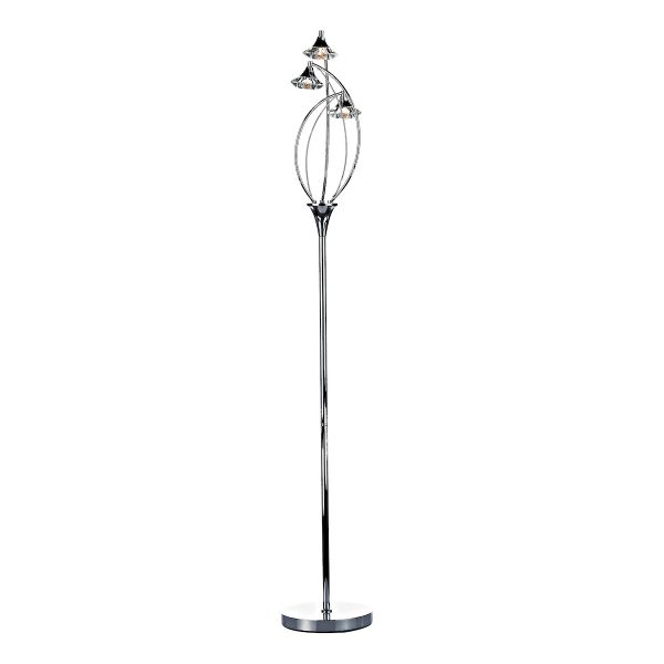 Luther 3 Light Floor Lamp Polished Chrome Crystal