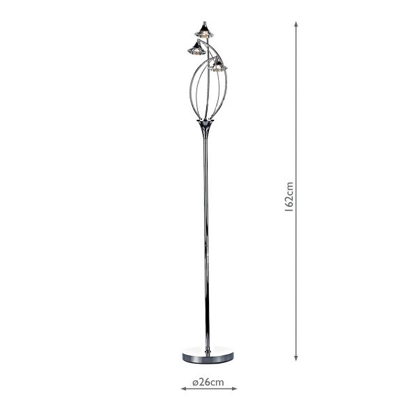 Luther 3 Light Floor Lamp Polished Chrome Crystal - Image 4