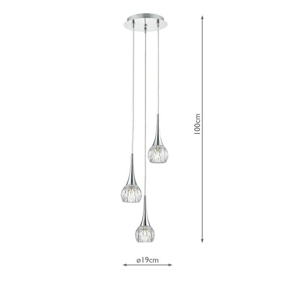 Lyall 3 Light Pendant Polished Chrome Glass - Image 4