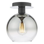 Lycia 1 Light Semi Flush Matt Black Ombre Smoked Glass