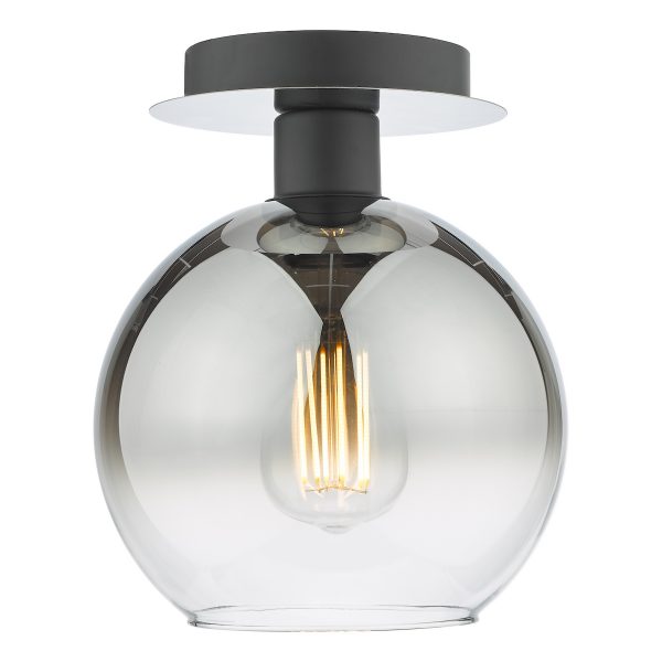 Lycia 1 Light Semi Flush Matt Black Ombre Smoked Glass