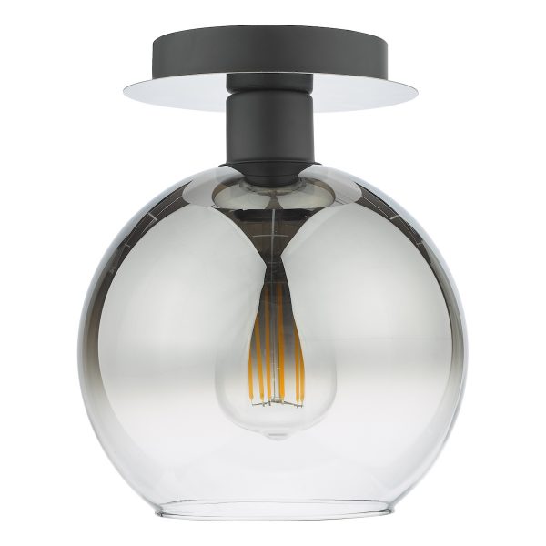 Lycia 1 Light Semi Flush Matt Black Ombre Smoked Glass - Image 2