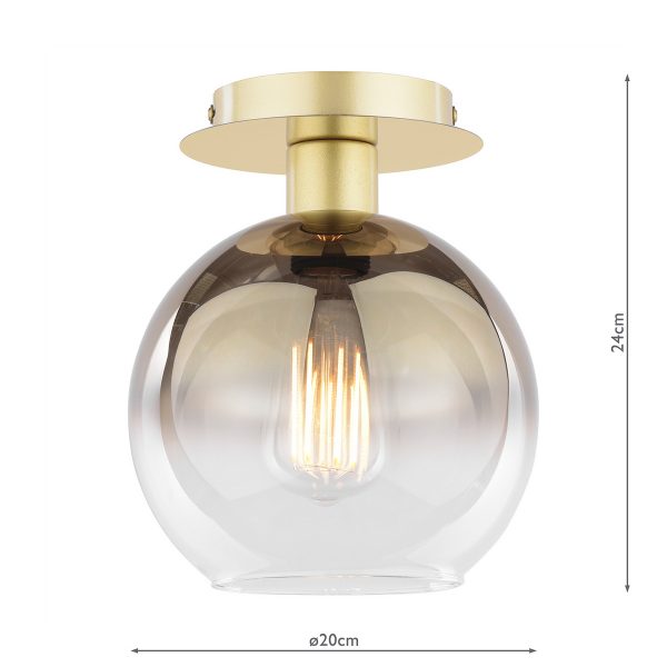 Lycia Semi-Flush Polished Gold and Gold Ombre Glass - Image 4