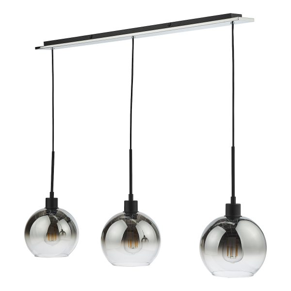 Lycia 3 Light Bar Pendant Matt Black Ombre Smoked Glass - Image 2