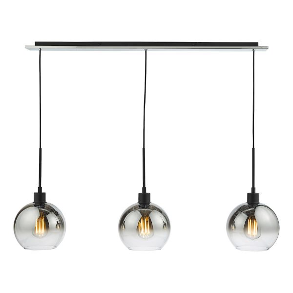 Lycia 3 Light Bar Pendant Matt Black Ombre Smoked Glass - Image 3