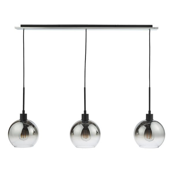 Lycia 3 Light Bar Pendant Matt Black Ombre Smoked Glass - Image 4