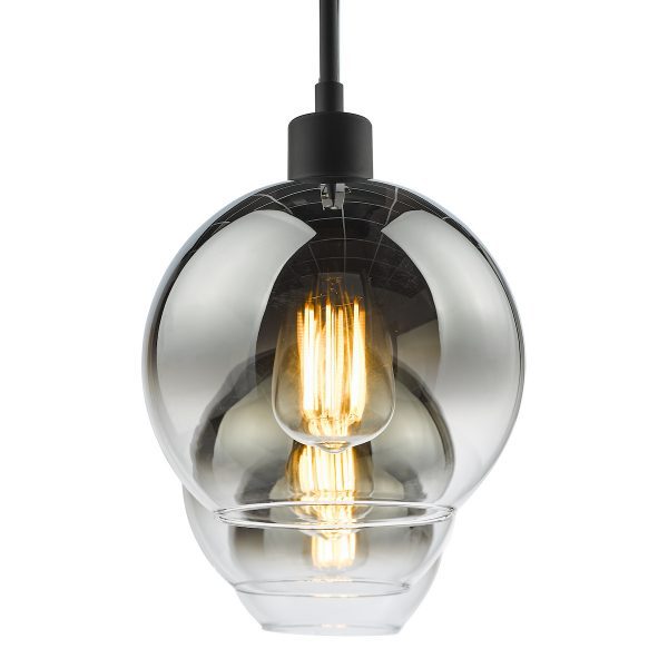 Lycia 3 Light Bar Pendant Matt Black Ombre Smoked Glass - Image 5