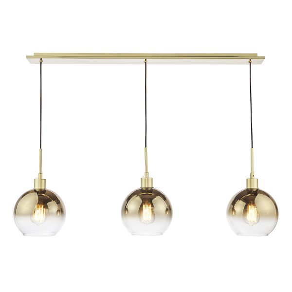 Lycia 3 Light Bar Pendant Satin Gold and Gold Ombre Glass - Image 3