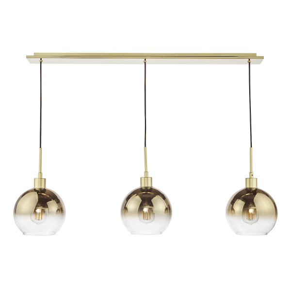 Lycia 3 Light Bar Pendant Satin Gold and Gold Ombre Glass - Image 4