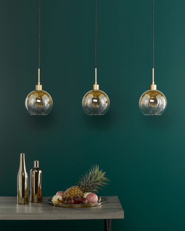Lycia 3 Light Bar Pendant Satin Gold and Gold Ombre Glass - Image 7
