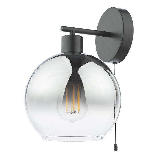 Lycia Wall Light Matt Black and Smoked Ombre Glass - Image 2