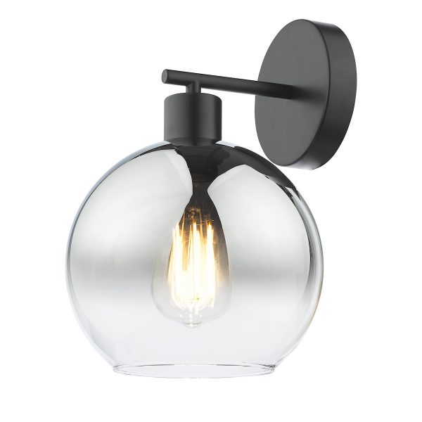 Lycia Wall Light Matt Black and Smoked Ombre Glass - Image 3