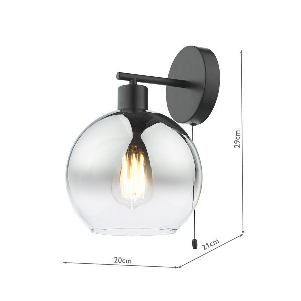 Lycia Wall Light Matt Black and Smoked Ombre Glass - Image 9