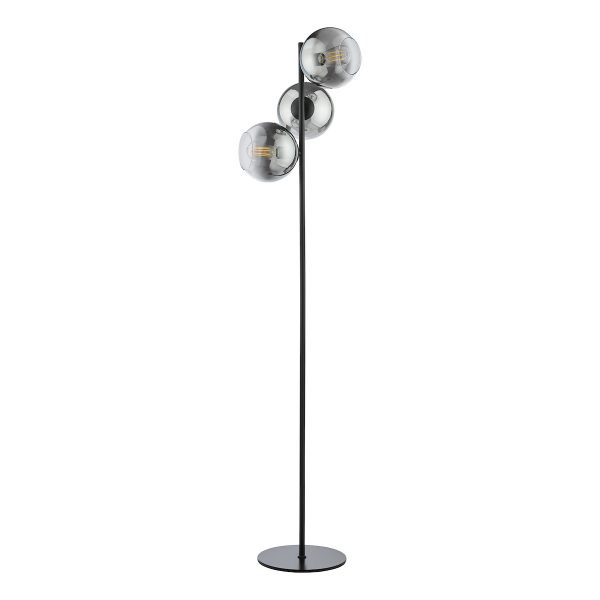 Lycia 3 Light Floor Lamp Matt Black and Smoked Ombre Glass - Image 2