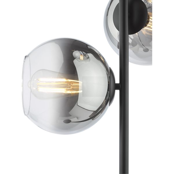 Lycia 3 Light Floor Lamp Matt Black and Smoked Ombre Glass - Image 4