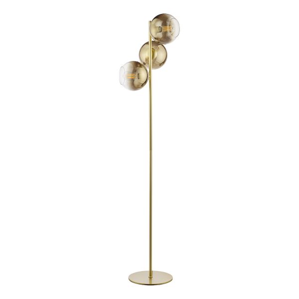 Lycia 3 Light Floor Lamp Satin Gold and Gold Ombre Glass - Image 2