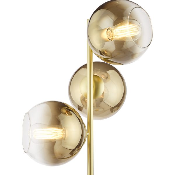 Lycia 3 Light Floor Lamp Satin Gold and Gold Ombre Glass - Image 3