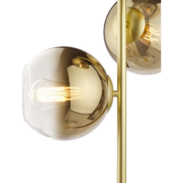 Lycia 3 Light Floor Lamp Satin Gold and Gold Ombre Glass - Image 4