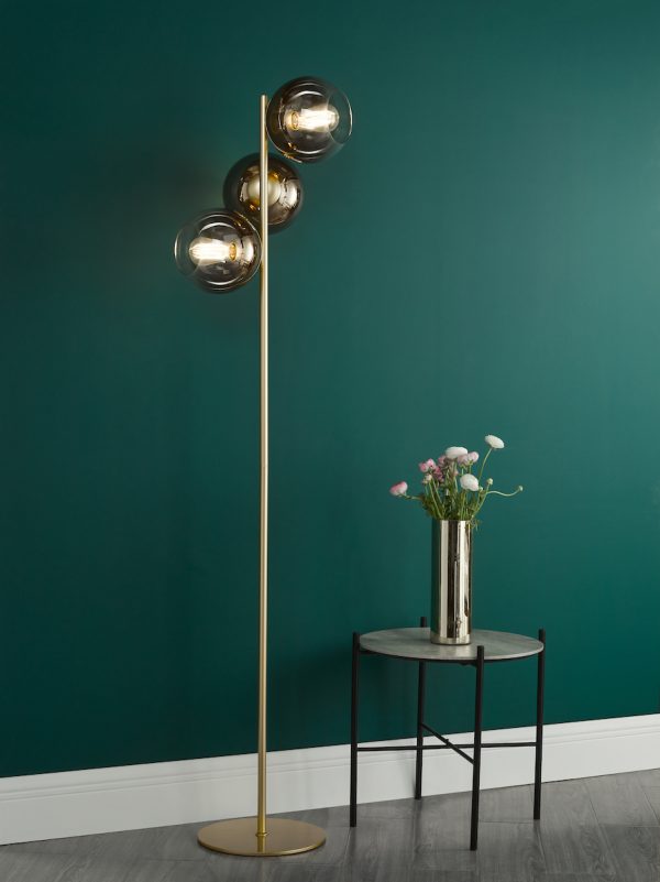 Lycia 3 Light Floor Lamp Satin Gold and Gold Ombre Glass - Image 8